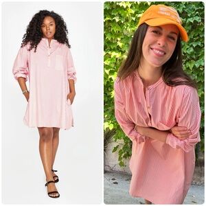 Clare V Pink Striped Dress